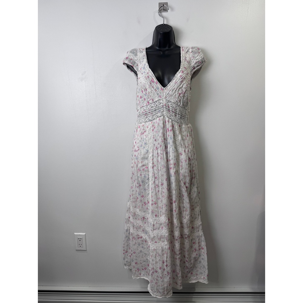 LoveShackFancy Suvi White Floral Lace Maxi Dress Cotttage Core Fairy Medium
